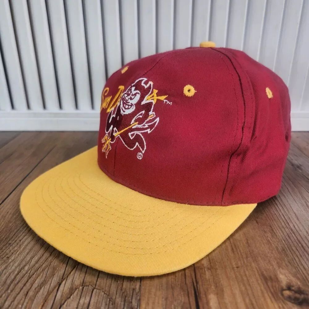 VTG Arizona State Sun Devils Snapback Hat Cap Red Gold College Sport Mascot NCAA
